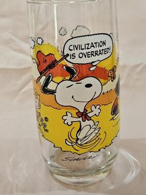 Peanuts Yellow & Orange Snoopy Comic Glass Tumbler